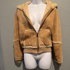 Ugg Suede and Shearling Bomber Jacket with hood - Size M